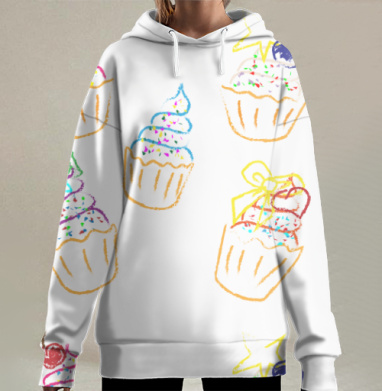 Вкусные пирожные, Hoodie Long Oversize 3D