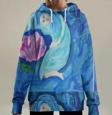 Нежная женщина с кристаллом и саламандрой нежной женщины с кристаллом, Hoodie Long Oversize 3D