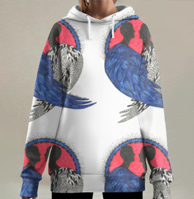 Любовь крылья единство в гармонии, Hoodie Long Oversize 3D