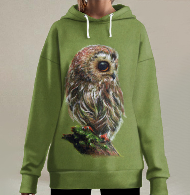 Воробьиный сычик, Hoodie Long Oversize 3D