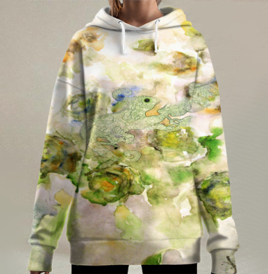 Хамелеон в розых, Hoodie Long Oversize 3D