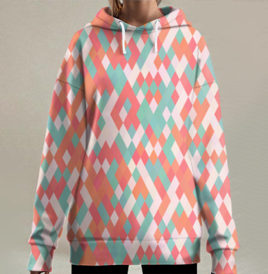 Хипстерские ромбы, Hoodie Long Oversize 3D