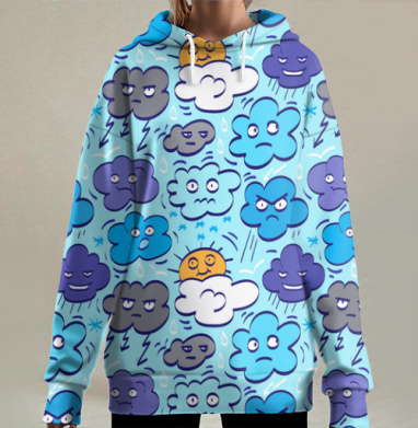 Хмурые тучки, Hoodie Long Oversize 3D