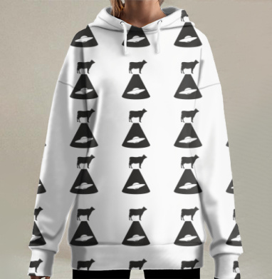 НЛО похищает корову, загадочное похищение фермы, Hoodie Long Oversize 3D