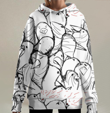 Птицы поют свищут чирикают патриотической дикости, Hoodie Long Oversize 3D