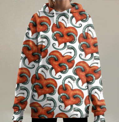 Искушение и боль в сердце, Hoodie Long Oversize 3D