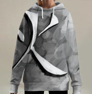 Японский иероглиф созерцание глубина души, Hoodie Long Oversize 3D