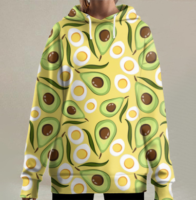 Яркий авокадо, Hoodie Long Oversize 3D