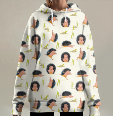 Йога ёжики, Hoodie Long Oversize 3D