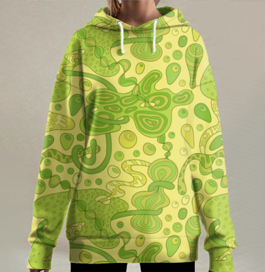 Зеленые пузырьки, Hoodie Long Oversize 3D