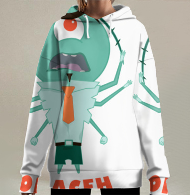 Яркий офисный монстр с галстуком опасен в гневе – опасен в гневе, Hoodie Long Oversize 3D