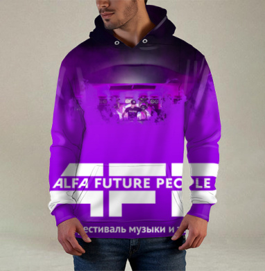 Футуристический музыкальный фестиваль ALFA FUTURE PEOPLE, Худи / Мужская / С карманом / 3D
