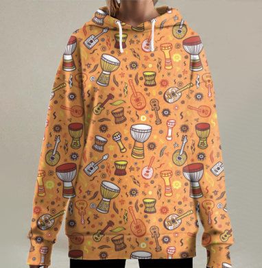 Музыкальный калейдоскоп ритмов и красок, Hoodie Long Oversize 3D