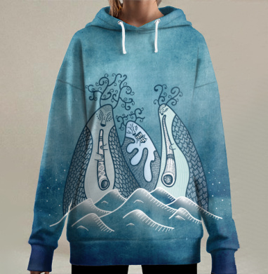 Таинственные духи гор с узорчатой кожей, Hoodie Long Oversize 3D