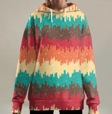 Абстрактный узор с осенними растениями, Hoodie Long Oversize 3D