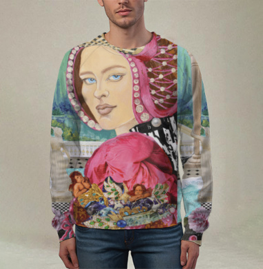 Розовая женщина с ангелами Возрождение мой взгляд новый ренессанс, Свитшот мужской 3D