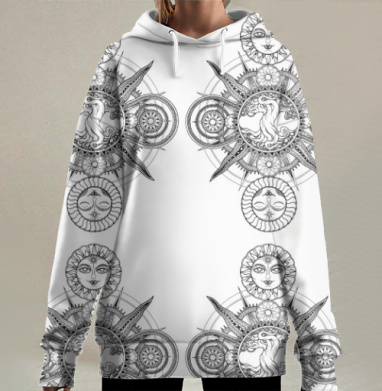 Мандала Древо Жизни с лунным и солнечным светом, Hoodie Long Oversize 3D