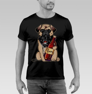 Pirate pug - Футболка мужская SLIM чёрная, страница 12