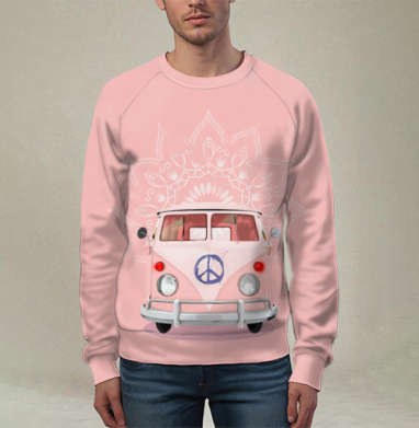 Розовый Фургон Volkswagen Т1 с Мандалой Хиппи, Свитшот мужской 3D