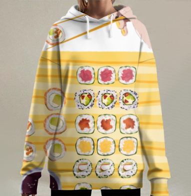 Аккуратный пищевой ритуал суши насладиться японской кухней, Hoodie Long Oversize 3D
