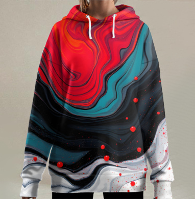 Абстракция эбру, Hoodie Long Oversize 3D