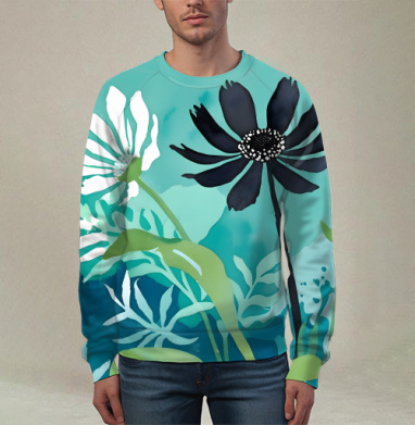 Modern Teal Floral Composition / Абстрактная бирюзовая цветочная композиция - Магазин футболок RazzhivinaKs - Дизайнерские принты