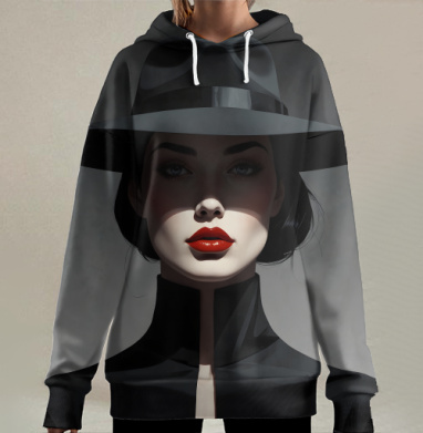 Нуар девушка, Hoodie Long Oversize 3D
