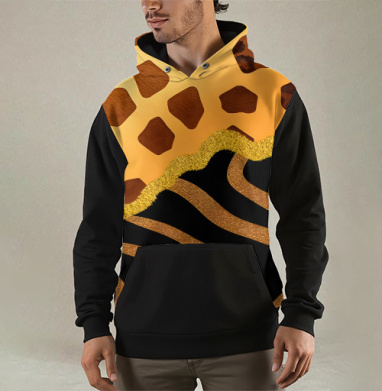 Golden animal print / Золотой анималистичный паттерн зебры и жирафа, Толстовка мужская Regular 3D