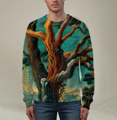 Golden tree in turquoise forest / Золотое дерево в бирюзовом лесу - Магазин футболок RazzhivinaKs - Дизайнерские принты