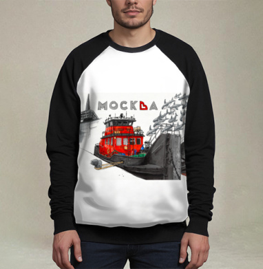Red Harbor Tugboat Moscow - Красный портовый буксир Москва у Южного речного вокзала, Свитшот мужской 3D / хлопок