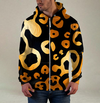 Golden Leopard Pattern / Золотой леопардовый узор для вашего дома, Толстовка мужская на молнии 3Д полная запечатка