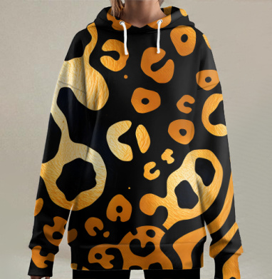 Golden Leopard Pattern / Золотой леопардовый узор для вашего дома, Hoodie Long Oversize 3D