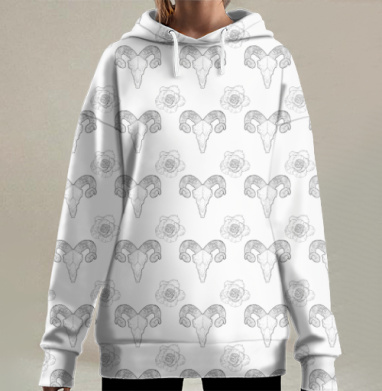 Череп воина, Hoodie Long Oversize 3D