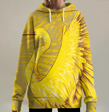 Желтая цапля, Hoodie Long Oversize 3D