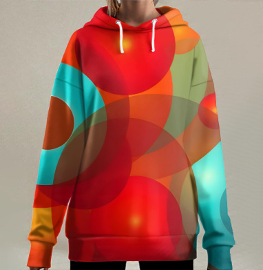 Яркая композиция Абстрактные Цветные Сферы / Abstract Colorful Spheres, Hoodie Long Oversize 3D