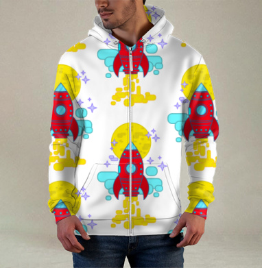 Полет на Луну, Толстовка мужская на молнии 3Д полная запечатка