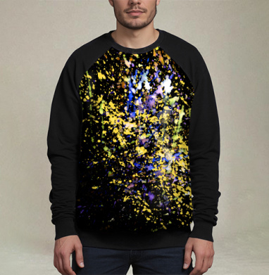 Яркая экспрессия на фоне Abstract Paint Splashes Абстрактные брызги краски, Свитшот мужской 3D / хлопок