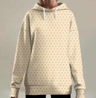 Элегантный ретро орнамент Geometric Gear Pattern / Узор из шестерёнок, Hoodie Long Oversize 3D