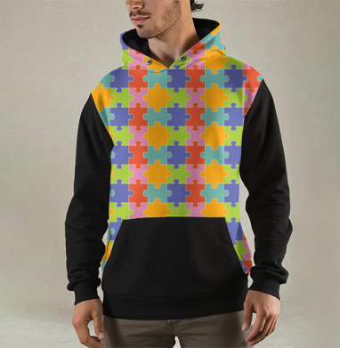 Бесконечная яркая мозаика из элементов Puzzle Pattern Узор пазлов, Толстовка мужская Regular 3D
