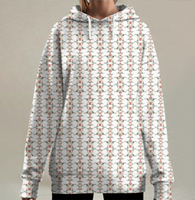 Традиционный викторианский цветочный стиль дамасский орнамент узор, Hoodie Long Oversize 3D