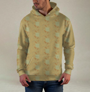 Элегантный растительный декор Винтажный узор с птицами Vintage Birds Pattern, Худи / Мужская / С карманом / 3D