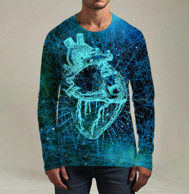 Анатомическое человеческое сердце в космической сетке анимация - Магазин футболок Yesseni - Дизайнерские принты