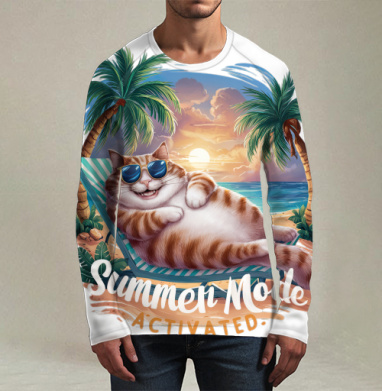 Кот отдых лето пляж солнечные очки - Магазин футболок ururuty