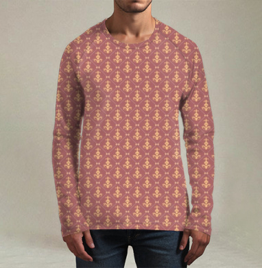 Lily Seamless Pattern / Узор геральдической лилии на темно-розовом фоне, Футболка мужская лонгслив 3Д