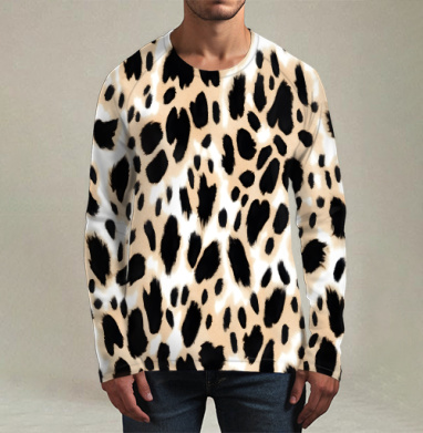Beige leopard / Стильный леопардовый узор в бежевых тонах для декора интерьера, Футболка мужская лонгслив 3Д