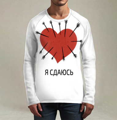 Красное сердце, пронзённое стрелами — символ любви, Футболка мужская лонгслив 3Д