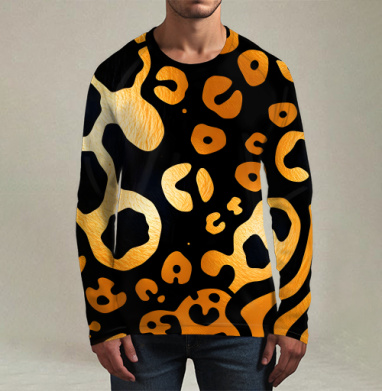 Golden Leopard Pattern / Золотой леопардовый узор для вашего дома, Футболка мужская лонгслив 3Д