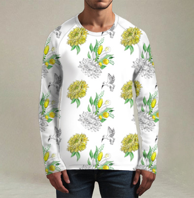Желтые хризантемы, Футболка мужская лонгслив 3Д