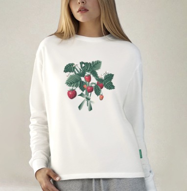 Strawberry Bouquet Berries Summer / Клубничный Букет Ягоды Лето, Футболка лонгслив женская белая
