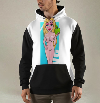 Nude Eve Apple / Красивая блондинка с сочным зеленым яблоком Ева Искушение Сад, Толстовка мужская Regular 3D